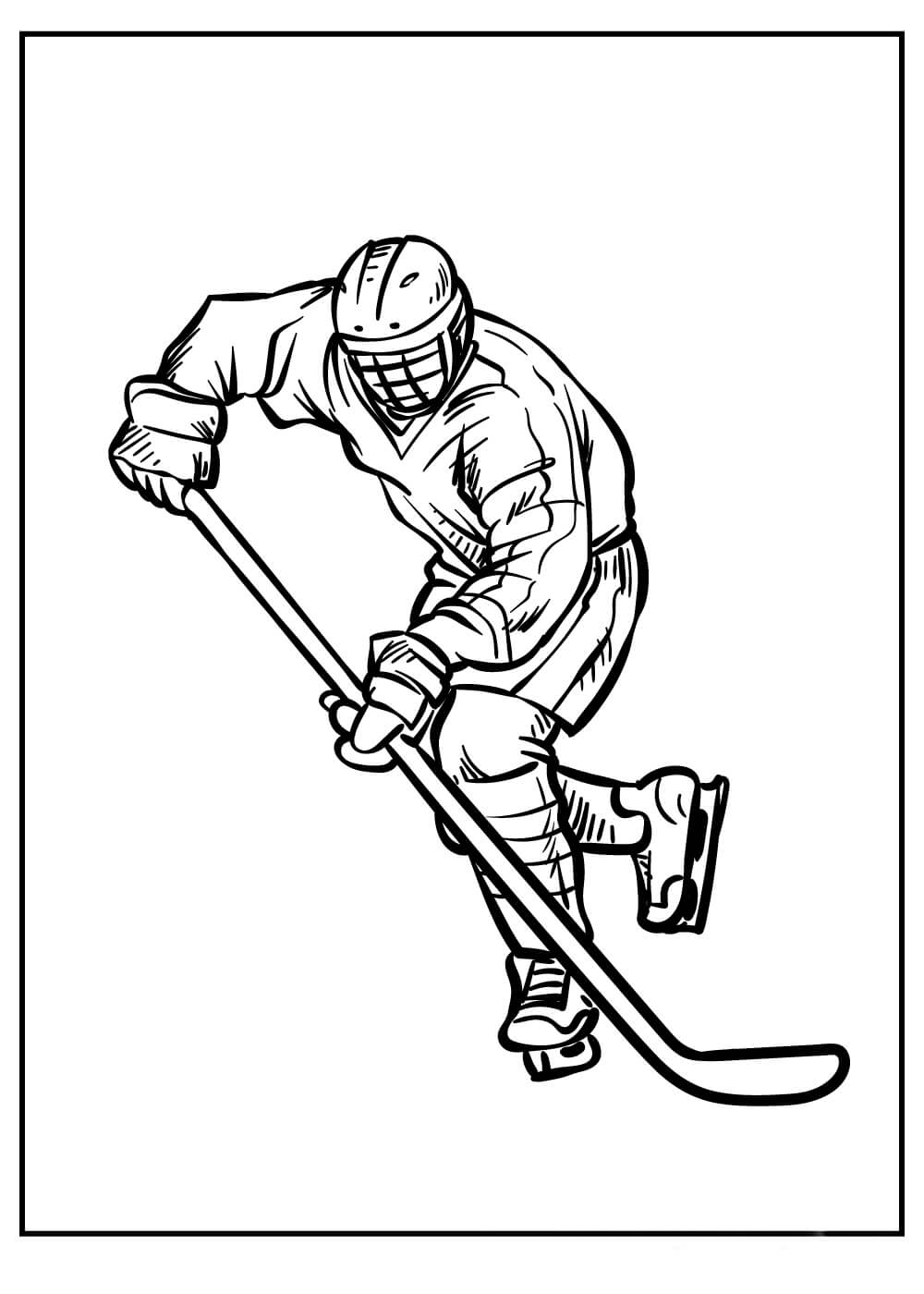 Dibujo de Hombre Jugando Al Hockey para Colorear y Imprimir