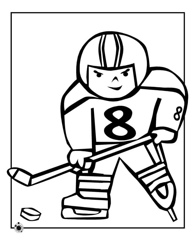 Dibujo de Impresionante Jugador de Hockey para Colorear y Imprimir