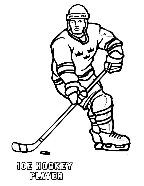 Dibujo de Jugador Basíco de Hockey sobre Hielo para Colorear y Imprimir