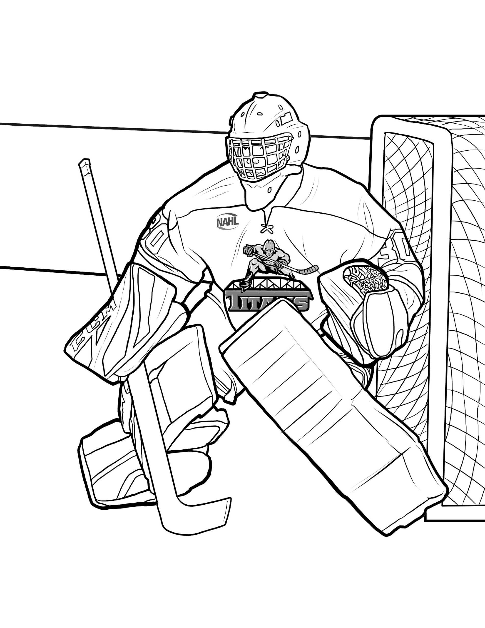 Dibujo de Jugador de Hockey Basíco para Colorear y Imprimir