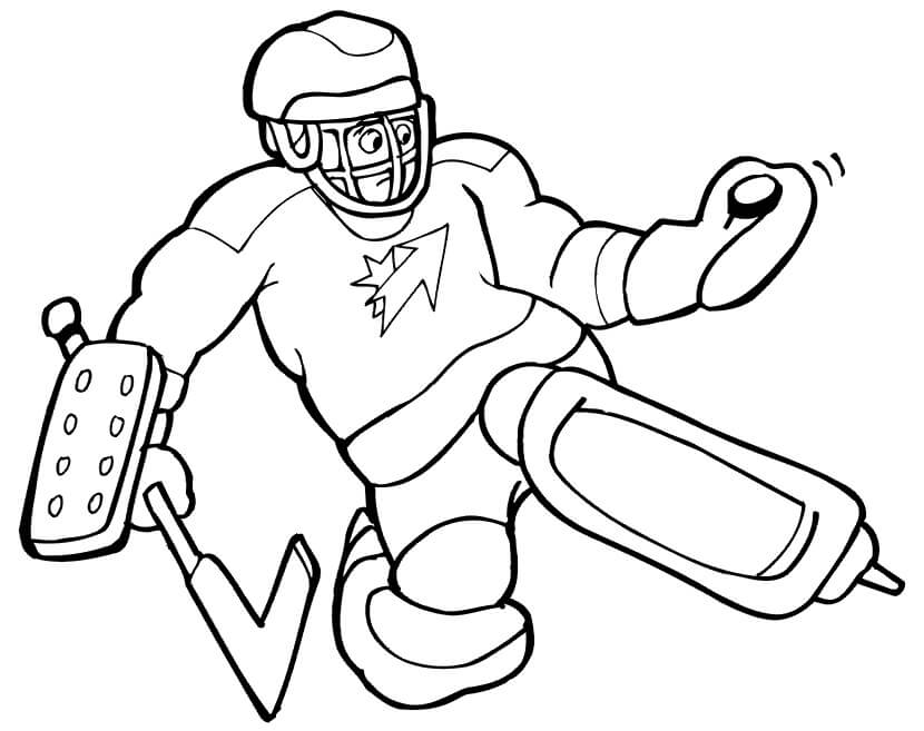 Dibujo de Jugador de Hockey Simple para Colorear y Imprimir