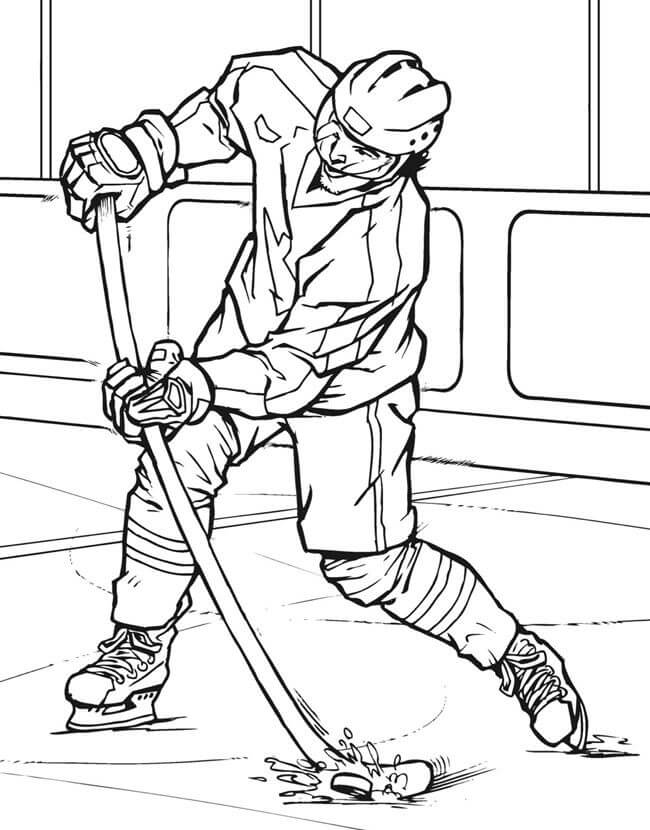 Dibujo de Jugador Normal de Hockey para Colorear y Imprimir