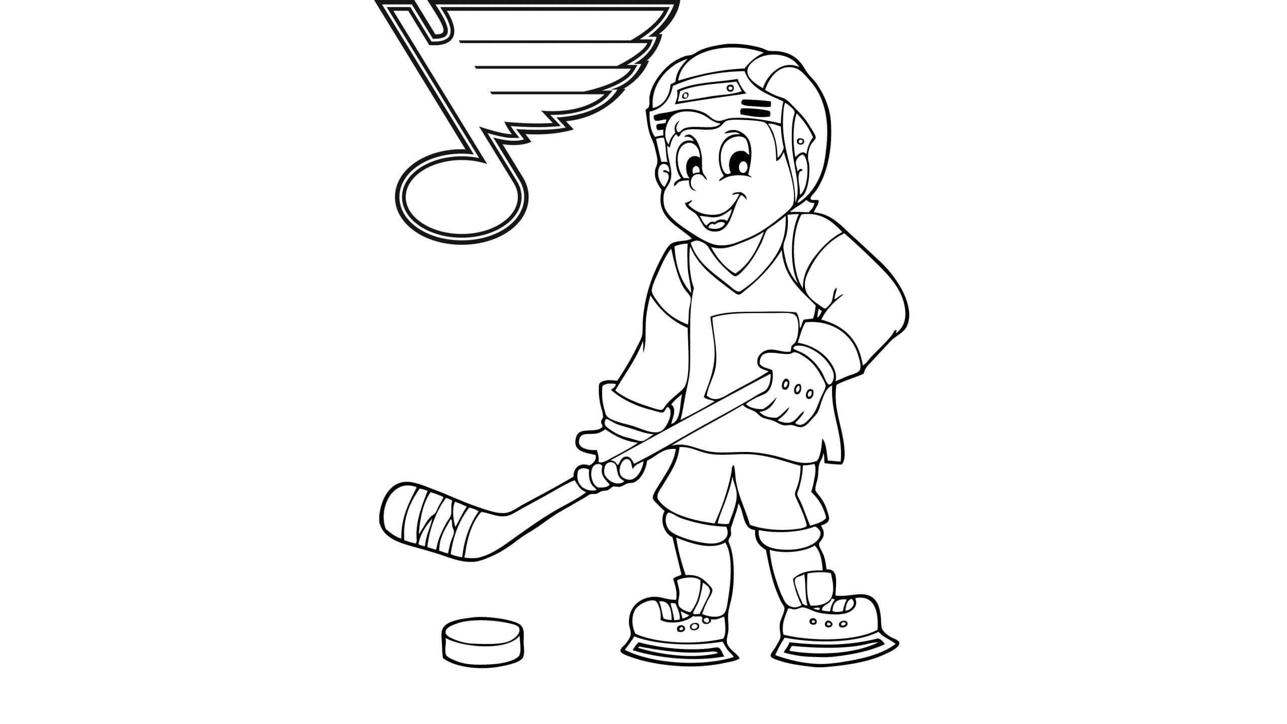 Dibujo de Niño Divertido Jugando Hockey para Colorear y Imprimir