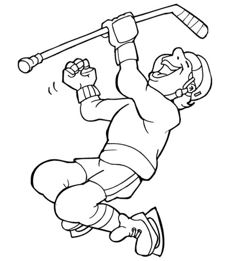 Dibujo de Niño ¡Feliz Jugando Al Hockey para Colorear y Imprimir