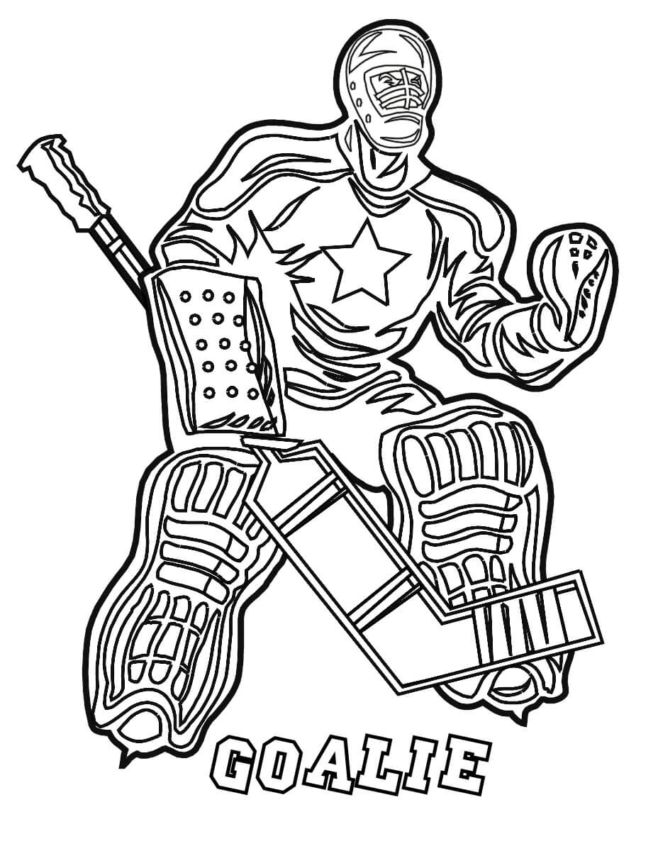 Dibujo de Portero de Hockey para Colorear y Imprimir