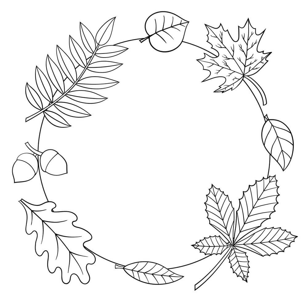 Dibujo de Hoja En Círculo para Colorear y Imprimir