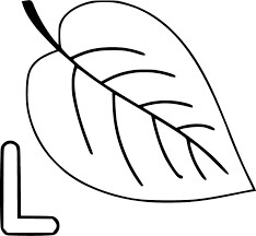 Dibujo de Letra L y Una Hoja Grande para Colorear y Imprimir
