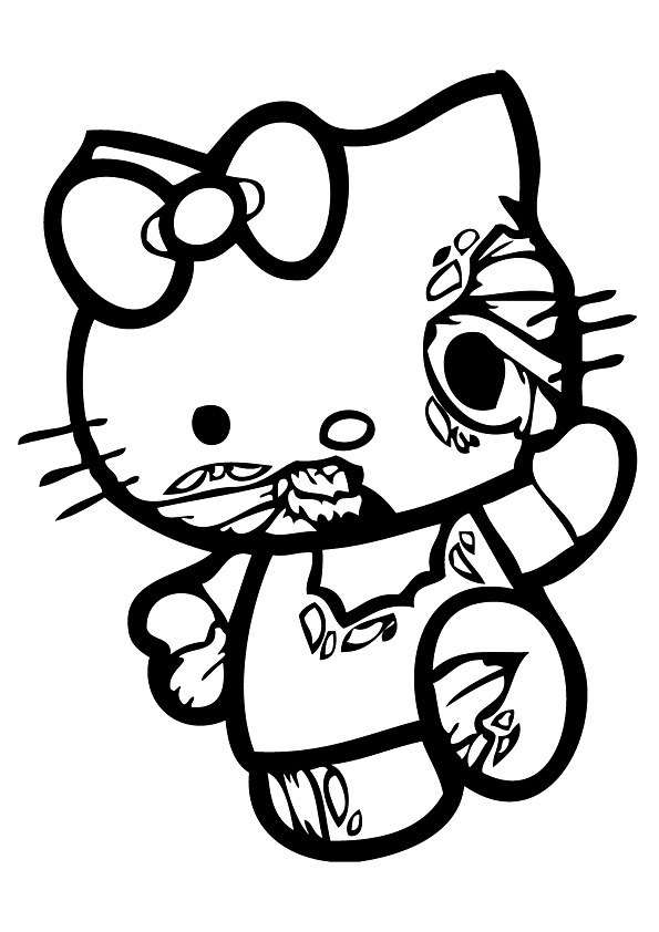 Dibujo de Zombi Hola Gatita para Colorear y Imprimir