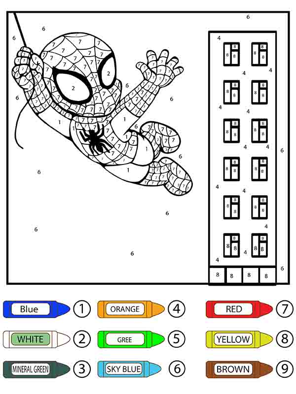 Hombre Araña Colorear por Número para Colorear