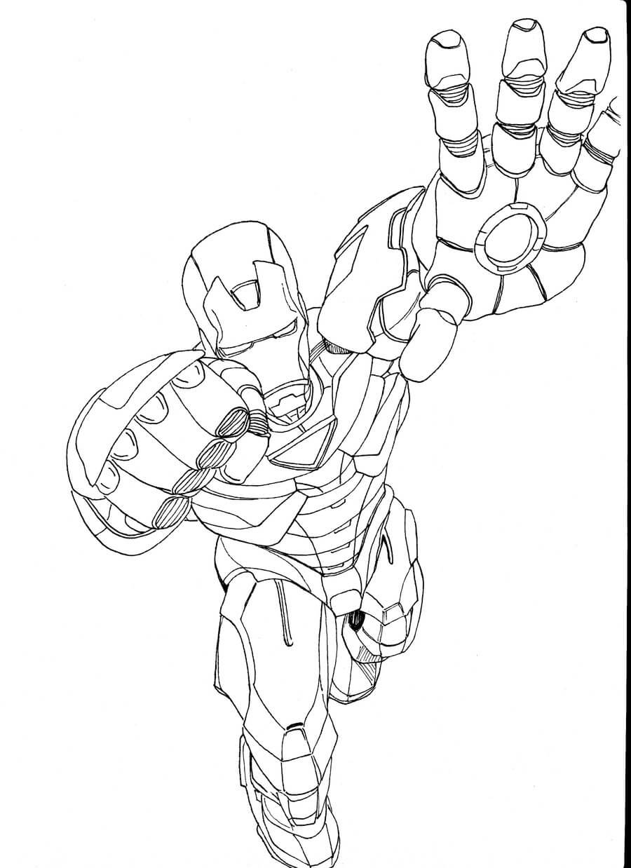 Dibujo de Ataque de Ironman para Colorear y Imprimir