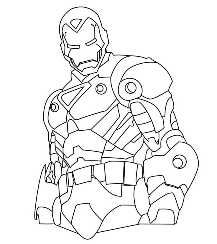 Dibujo de Cara de Ironman para Colorear y Imprimir