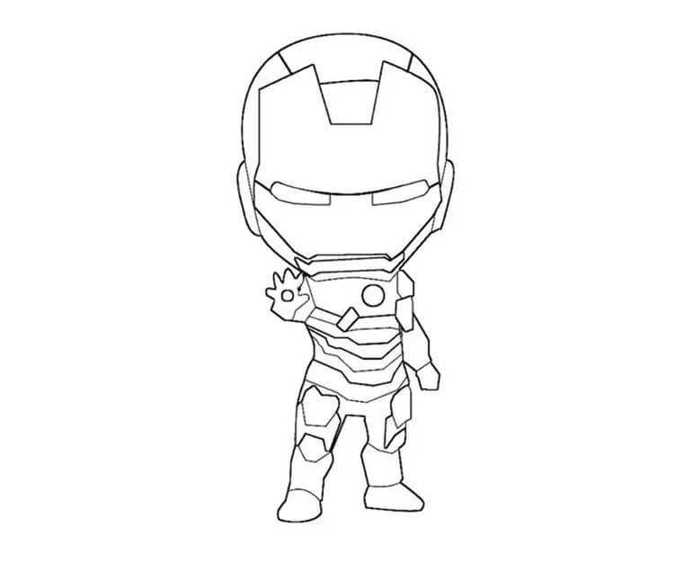 Dibujo de Chibi Ironman Attack para Colorear y Imprimir