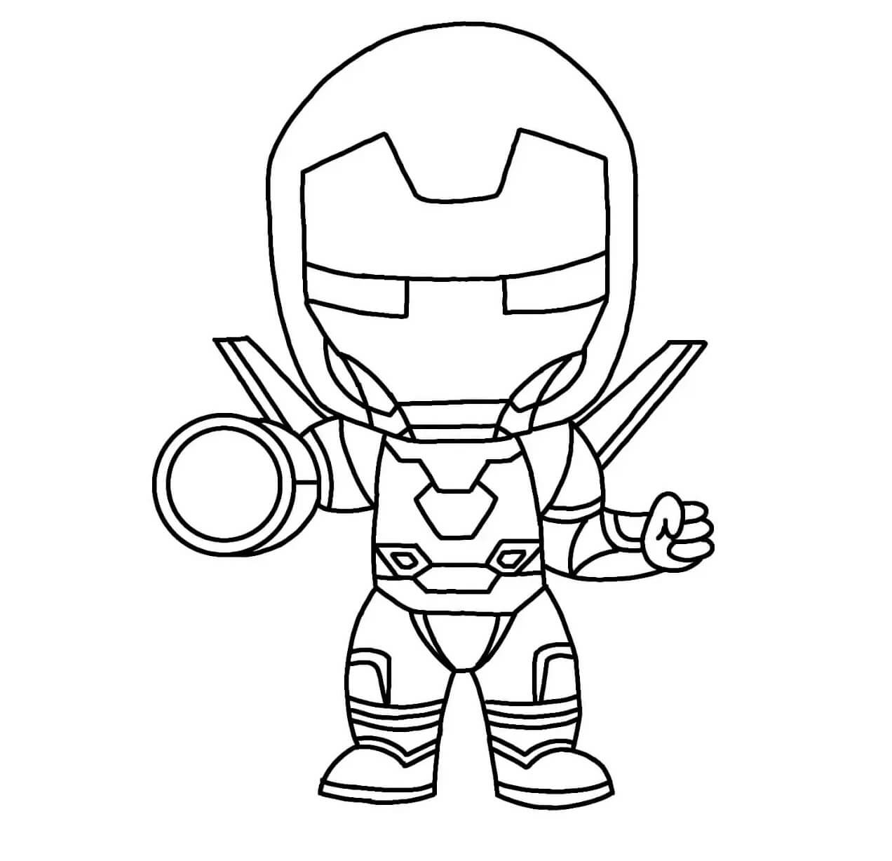 Dibujo de Chibi Ironman With Weapon para Colorear y Imprimir