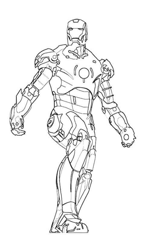 Dibujo de Ironman Caminando para Colorear y Imprimir