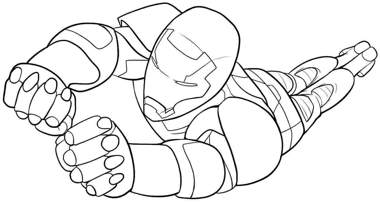Dibujo de Ironman Volador para Colorear y Imprimir