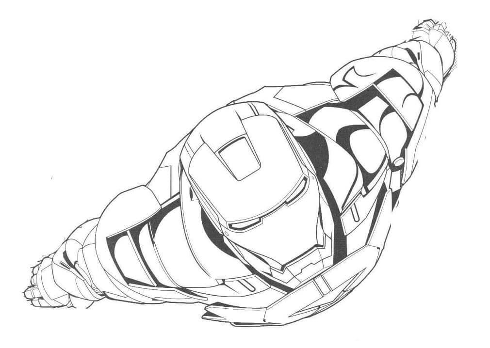 Dibujo de Ironman Volando para Colorear y Imprimir