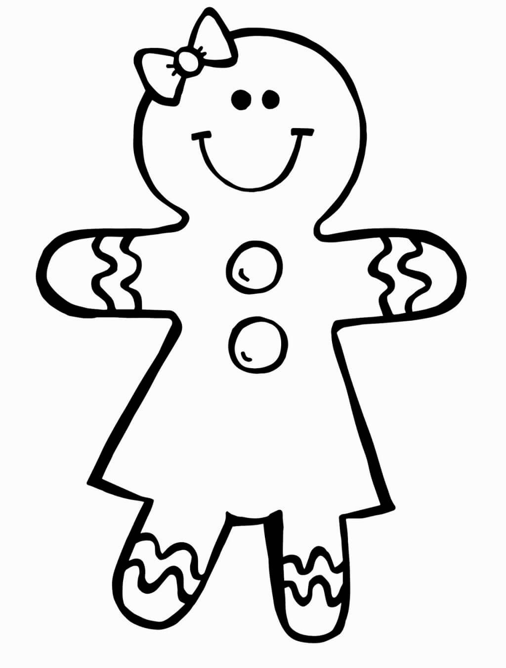 Dibujo de Chica de Pan de Jengibre para Colorear y Imprimir