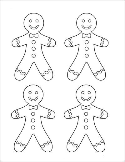 Dibujo de Cuatro Niña de Pan de Jengibre para Colorear y Imprimir