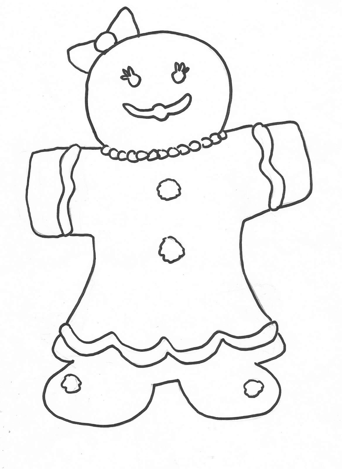 Dibujo de Dibujo de Chica de Pan de Jengibre para Colorear y Imprimir
