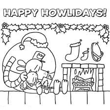 Dibujo de ¡Feliz Navidad Perro Hombre para Colorear y Imprimir