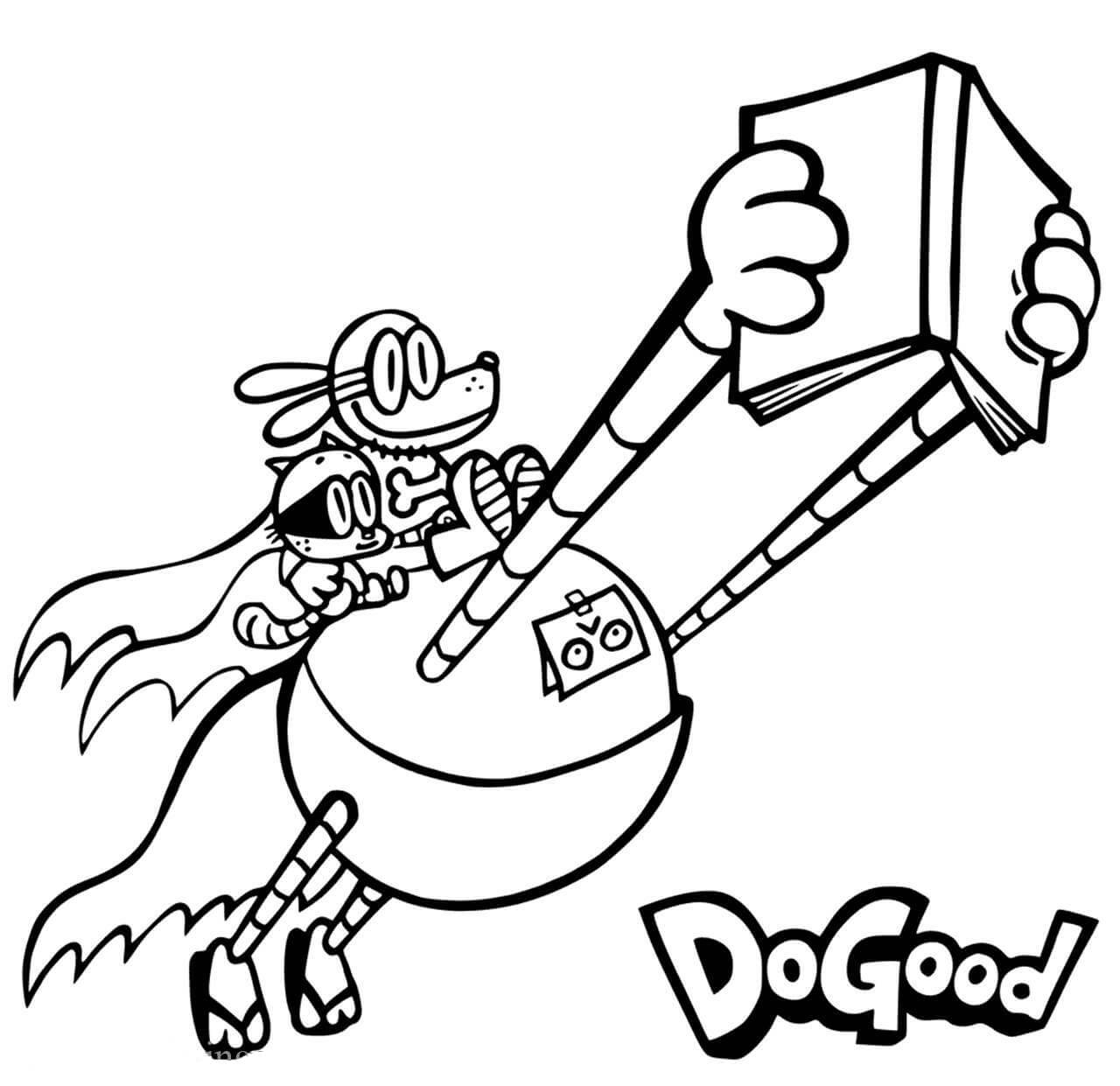 Dibujo de Perro Hombre Vuelo para Colorear y Imprimir