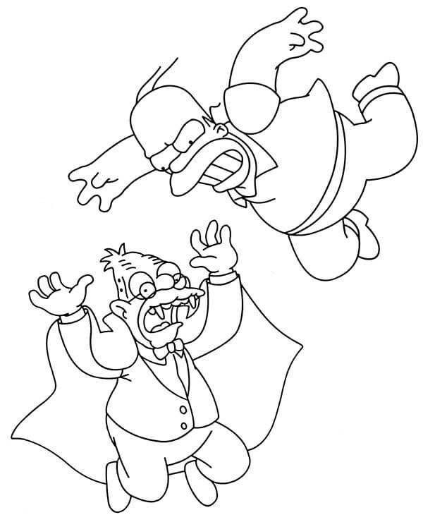 Dibujo de El Ataque de Homer Simpson para Colorear y Imprimir
