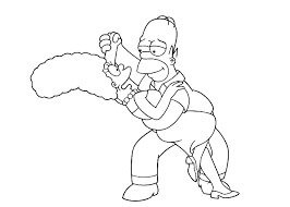 Dibujo de Homer Simpson Bailando Con Su Esposa para Colorear y Imprimir