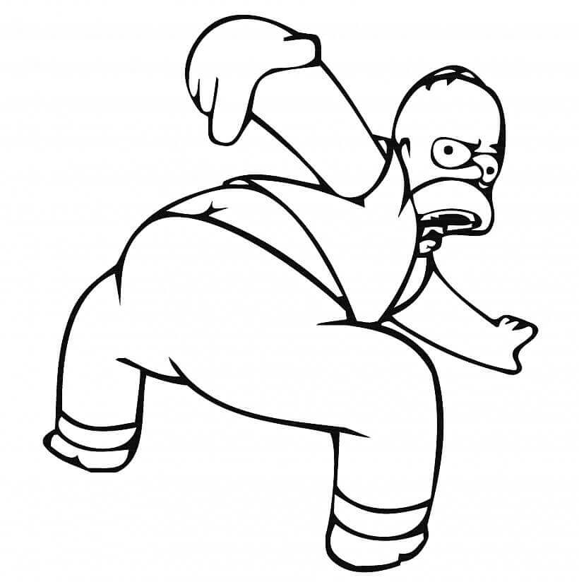 Dibujo de Homer Simpson Diversión para Colorear y Imprimir