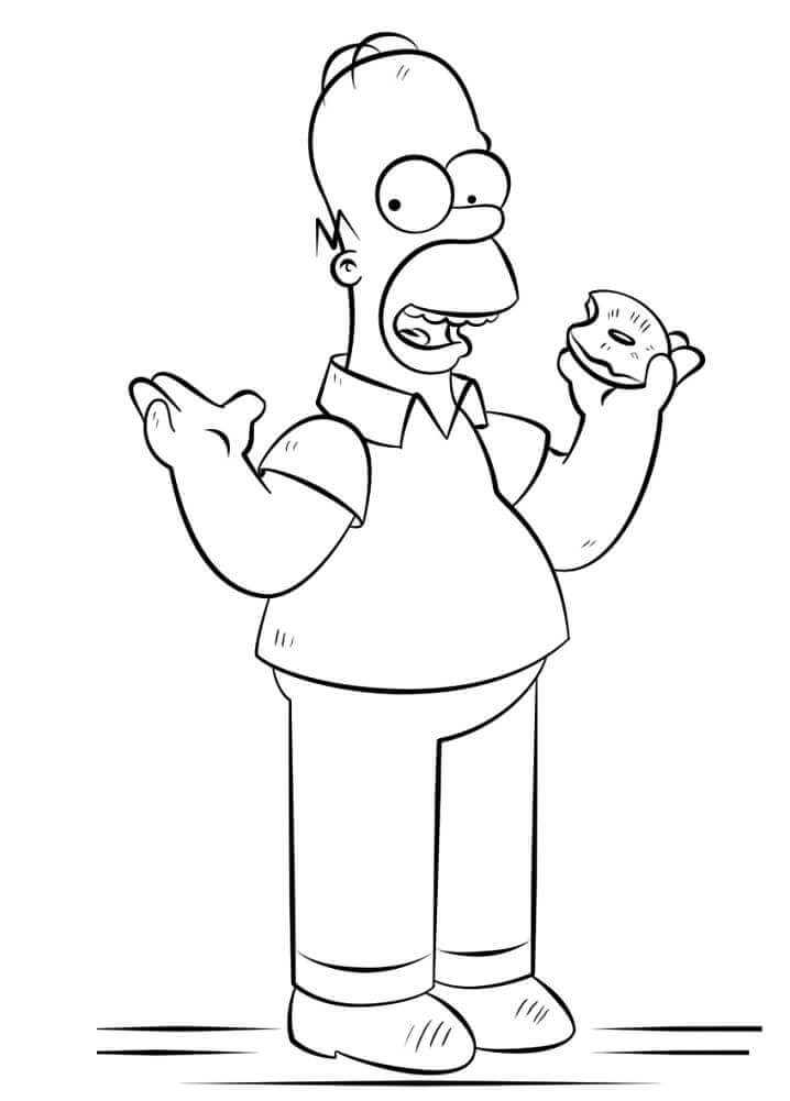Dibujo de Homer Simpson Lindo para Colorear y Imprimir