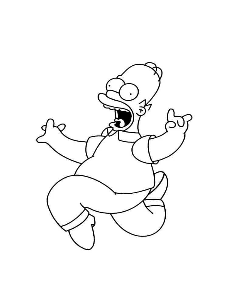 Dibujo de Homer Simpson Salto para Colorear y Imprimir