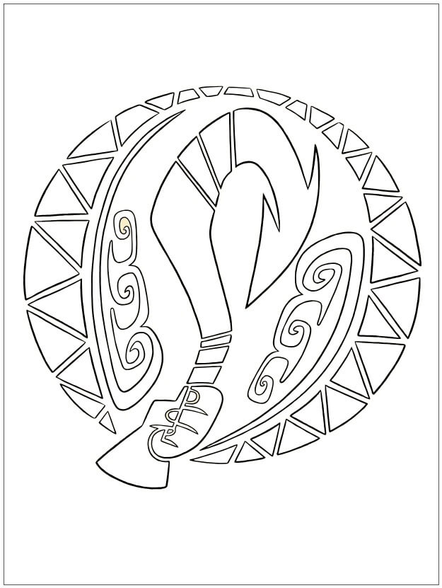 Dibujo de Gancho de Maui de Moana para Colorear y Imprimir
