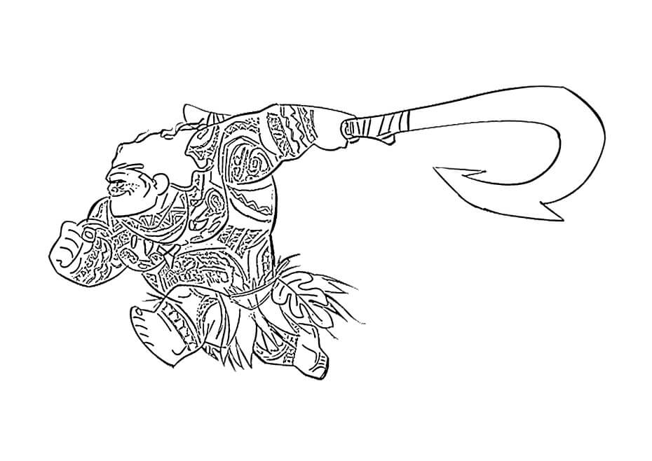 Dibujo de Hombre Tenencia Gancho para Colorear y Imprimir