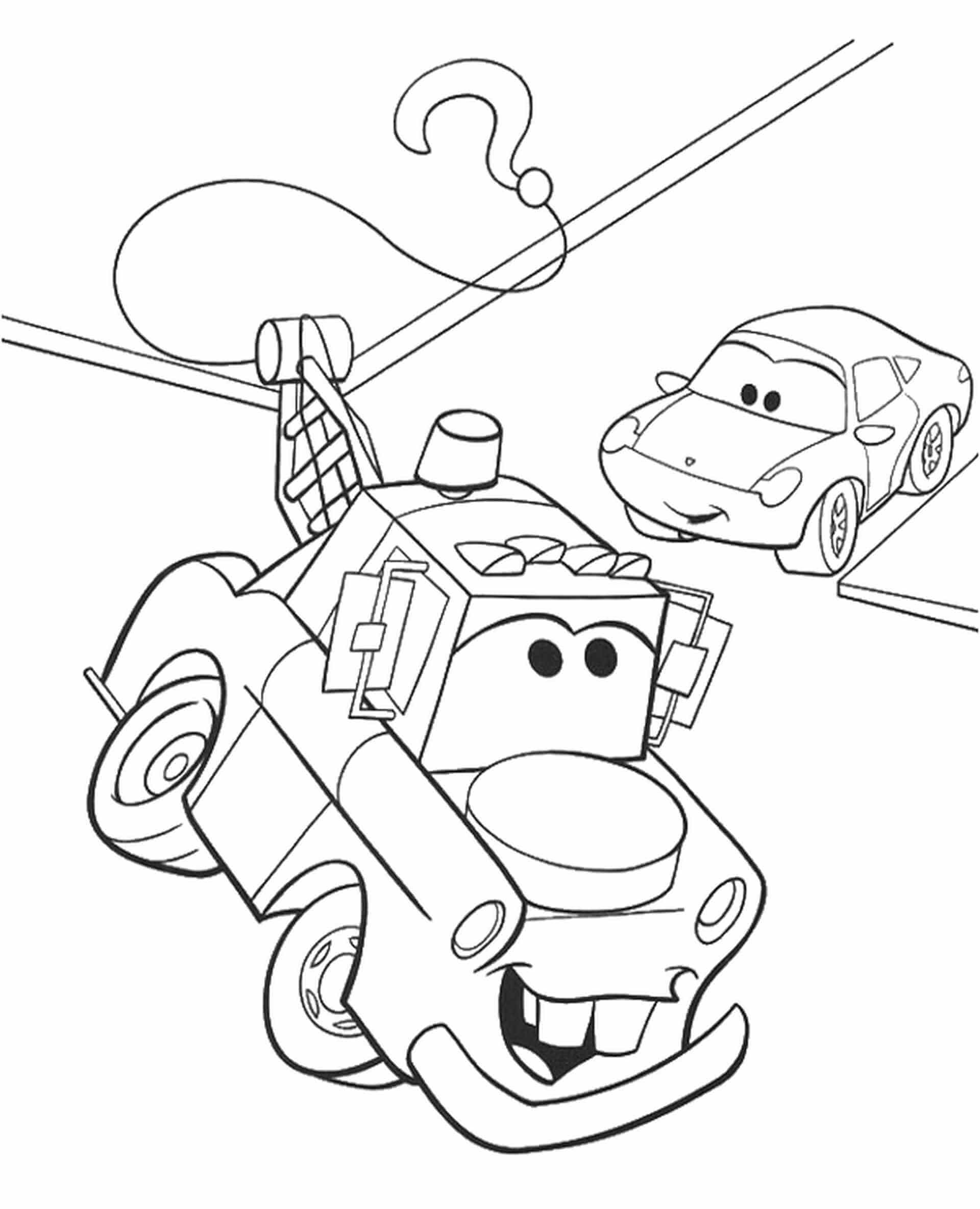 Dibujo de Mcqueen Con Un Gancho para Colorear y Imprimir