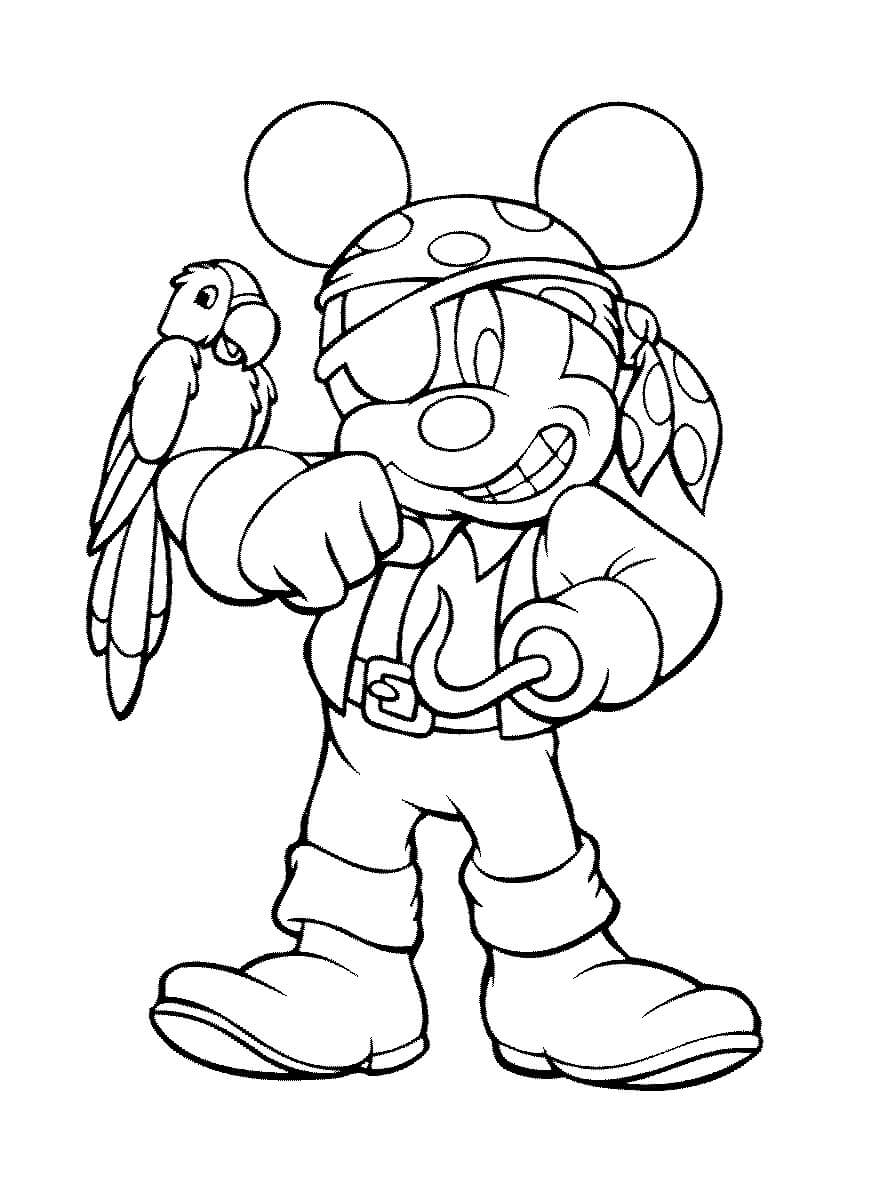 Dibujo de Mickey Con Gancho para Colorear y Imprimir