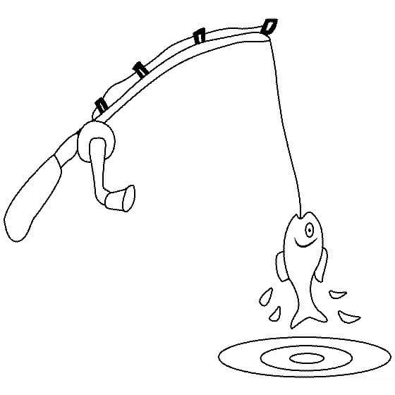 Dibujo de Pescado En El Gancho para Colorear y Imprimir