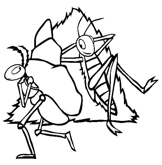 dibujo hormiga y saltamontes para colorear