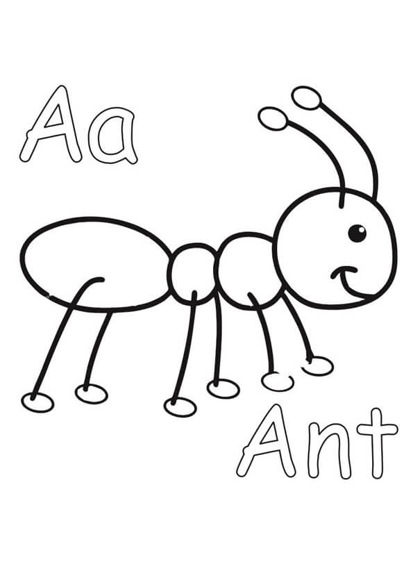 dibujo letra a hormiga para colorear