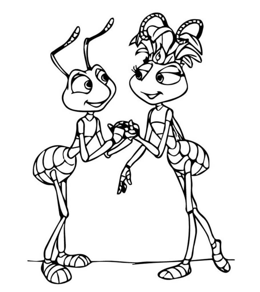 dibujo pareja de hormigas para colorear