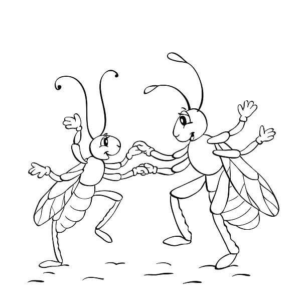 dibujo pareja feliz hormigas para colorear
