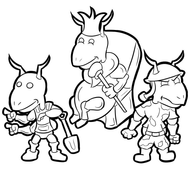dibujo tres hormigas de dibujos animados para colorear