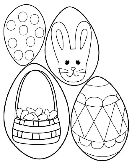 Dibujo de Caza de Huevos de Pascua para Colorear y Imprimir
