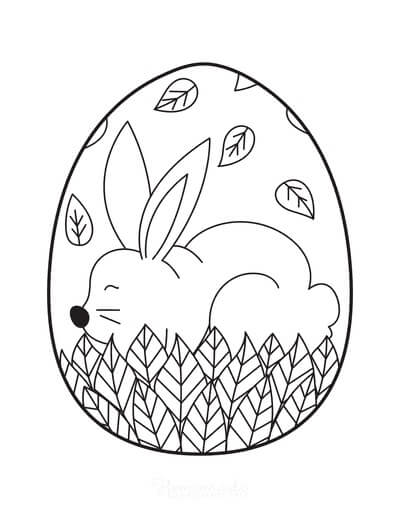 Dibujo de Conejo Durmiendo Huevo de Pascua para Colorear y Imprimir