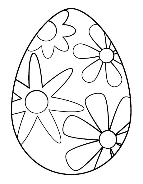 Dibujo de Cuatro Flores Huevo de Pascua para Colorear y Imprimir