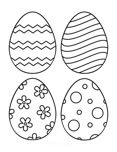 Dibujo de Cuatro Huevos de Pascua para Colorear y Imprimir