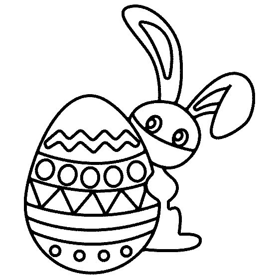 Dibujo de Dibujando Conejito Con Huevo de Pascua para Colorear y Imprimir