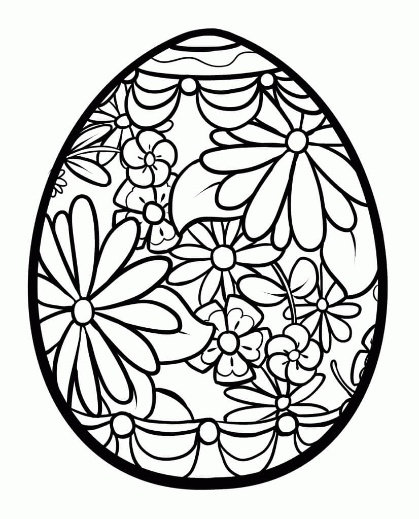 Dibujo de Flor de Huevo de Pascua para Colorear y Imprimir