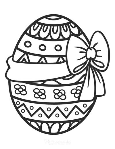 Dibujo de Huevo de Pascua Con Arco para Colorear y Imprimir