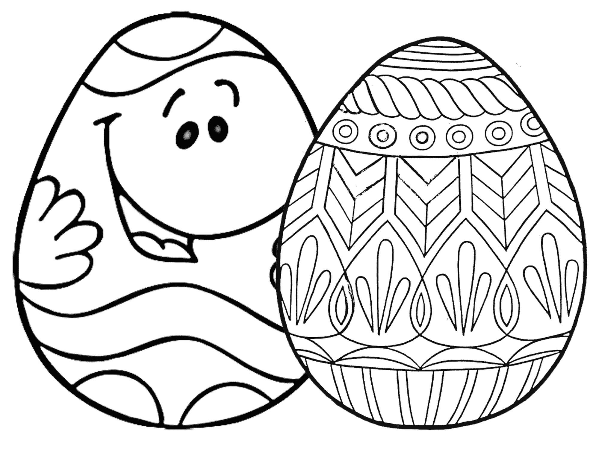 Dibujo de Huevo de Pascua de Diversión y Huevo de Pascua Mándala para Colorear y Imprimir