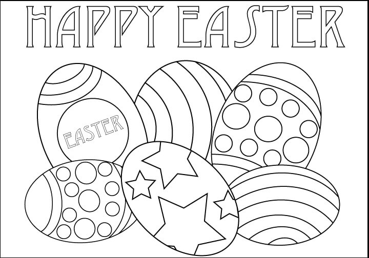 Dibujo de Huevo de Pascua ¡Feliz para Colorear y Imprimir