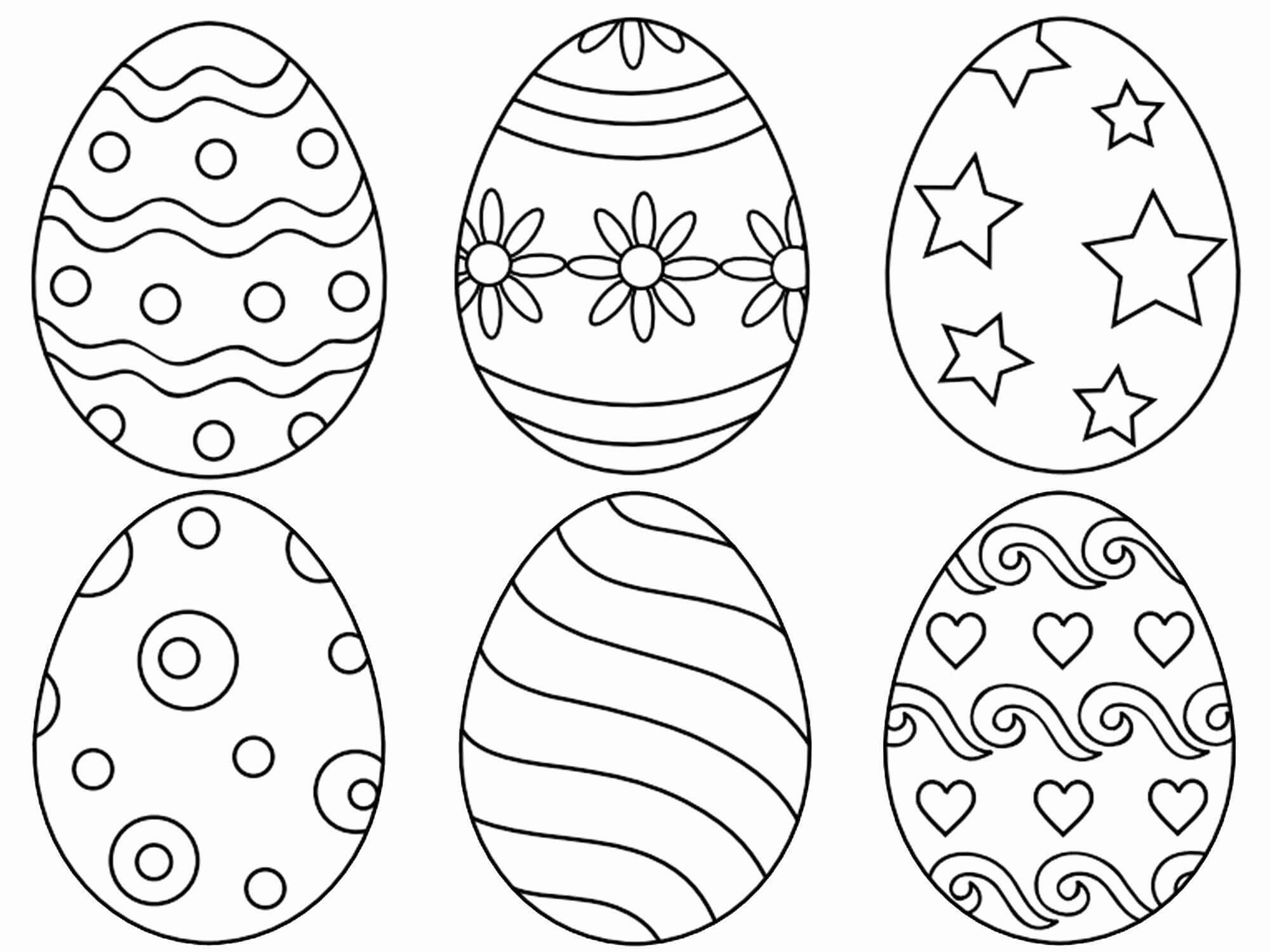 Dibujo de Seis Huevos de Pascua para Colorear y Imprimir